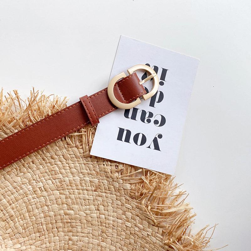 Women Leather Belt For Jeans Pants Dress Waist Belt With Golden Buckle