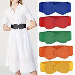 Elastic Wide Belt 8-shaped Faux Leather Belt Dress Skirt Decoration