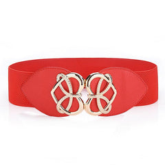 Women Stretchable Elastic Waist Belt with Heart Buckle