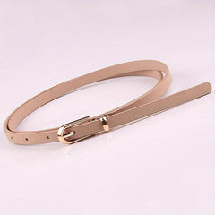 Thin Belt Oval Buckle PU Leather Jeans Pants Sweater Dress Girdle