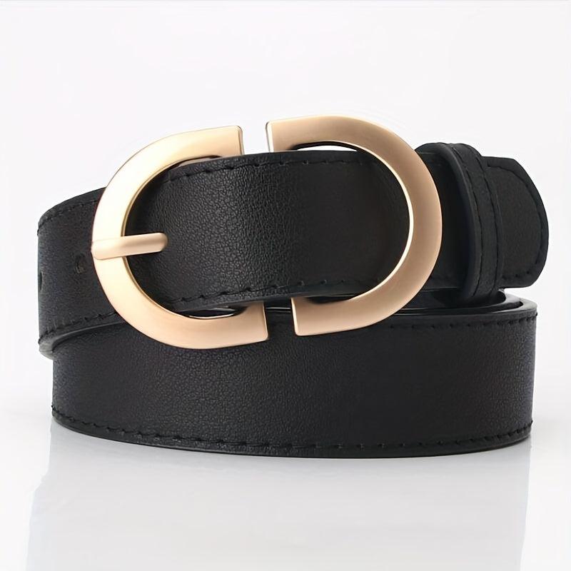 Double D Buckle PU Belt Solid Waistband Casual Coat Dress Girdle