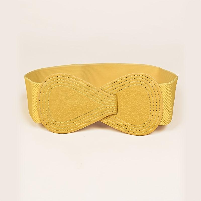 Yellow Elastic Waist Belt for Women's Dresses Decorative Girdle