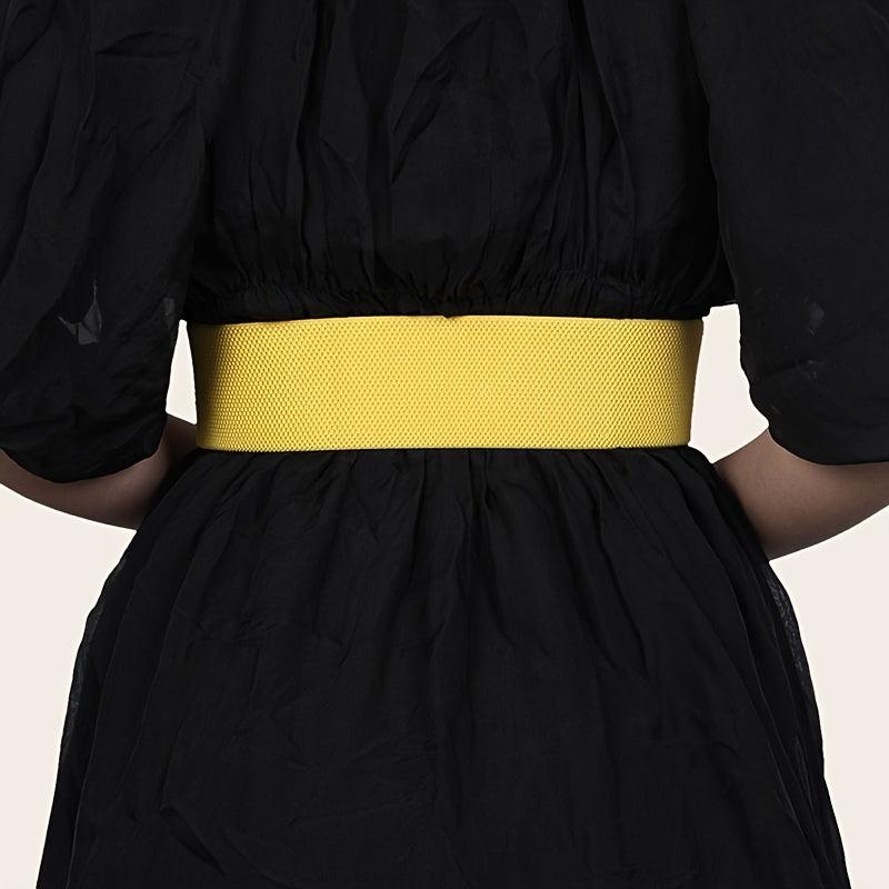 Yellow Elastic Waist Belt for Women's Dresses Decorative Girdle