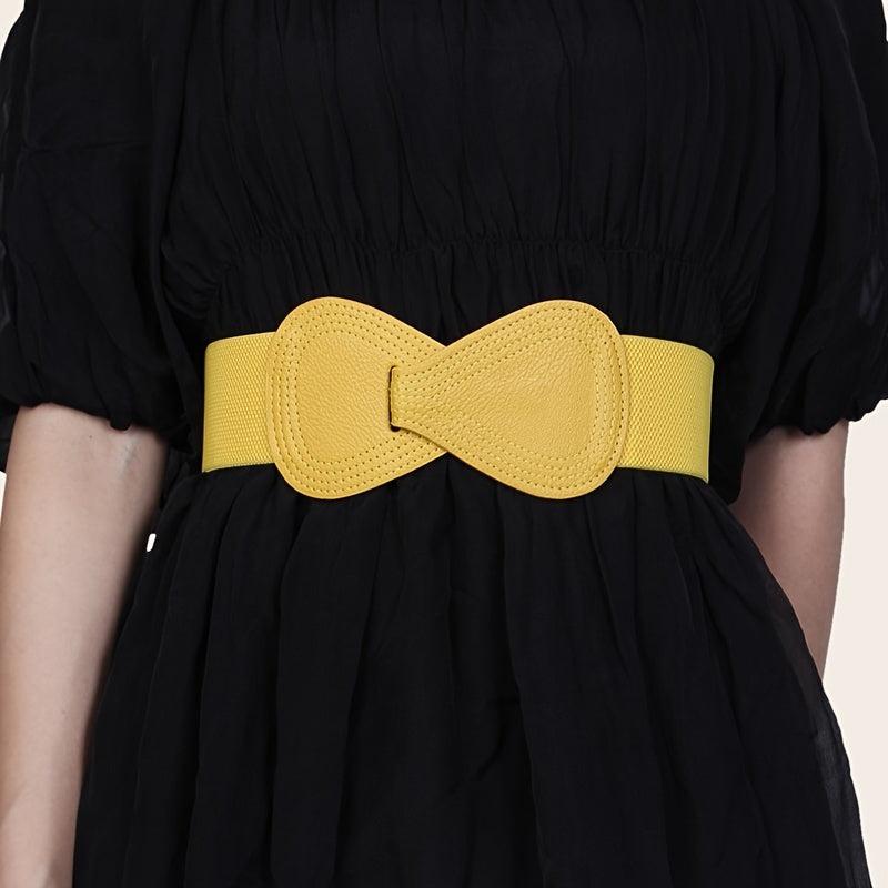 Yellow Elastic Waist Belt for Women's Dresses Decorative Girdle