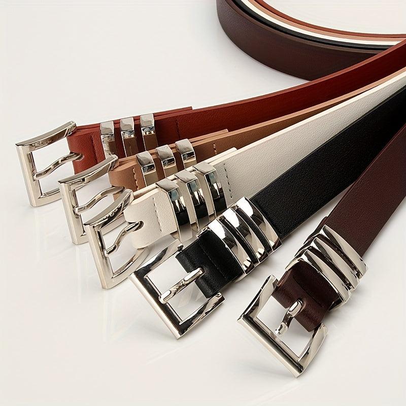 Square Pin Buckle PU Belt Women Dress Jeans Casual Belt