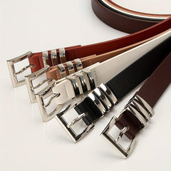 Square Pin Buckle PU Belt Women Dress Jeans Casual Belt