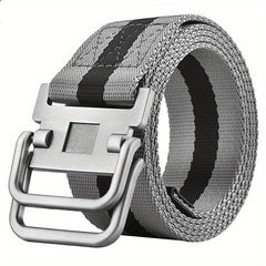 Men's Double Ring Buckle Belt Military Training Leather Belt