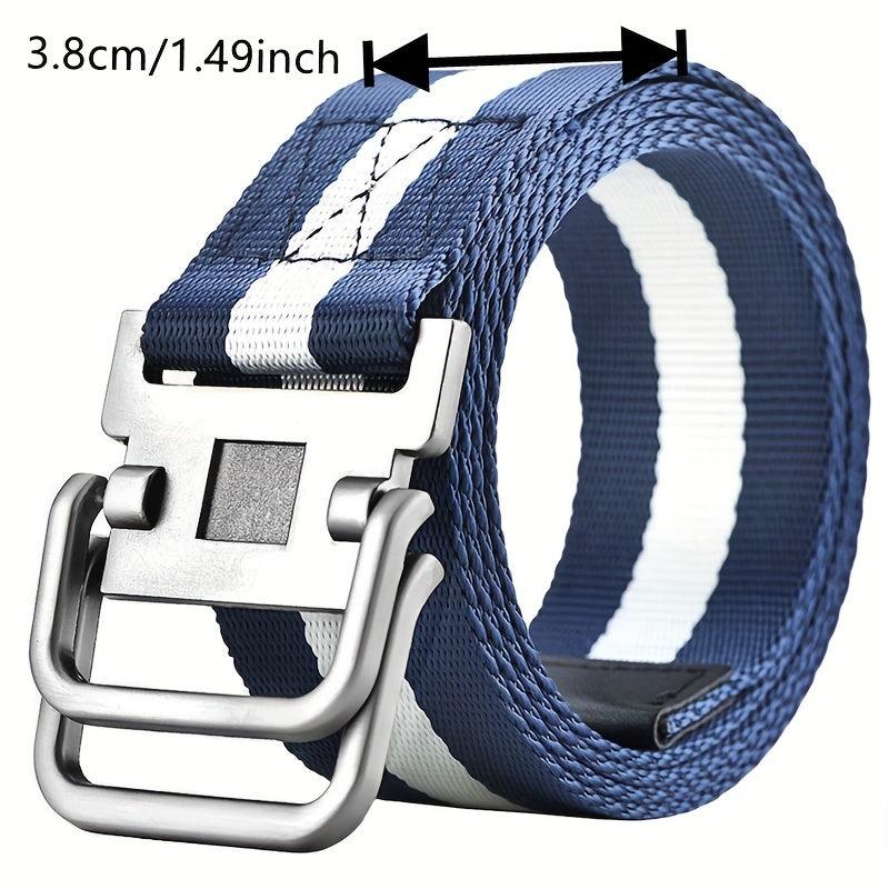 Men's Double Ring Buckle Belt Military Training Leather Belt