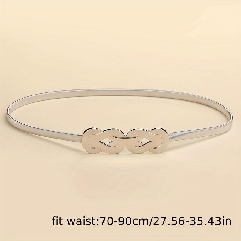Geometric Knot Elastic Girdle Golden Silvery Dress Belt Metal Waistband Women