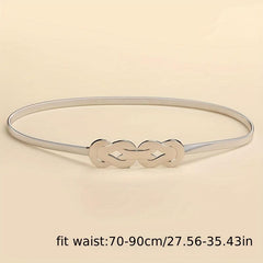 Geometric Knot Elastic Girdle Golden Silvery Dress Belt Metal Waistband Women