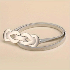 Geometric Knot Elastic Girdle Golden Silvery Dress Belt Metal Waistband Women