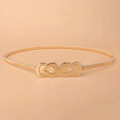 Geometric Knot Elastic Girdle Golden Silvery Dress Belt Metal Waistband Women