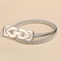 Geometric Knot Elastic Girdle Golden Silvery Dress Belt Metal Waistband Women