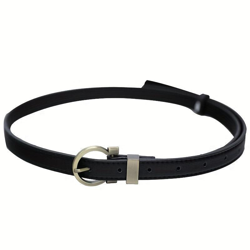 Vintage Round Buckle PU Belt Solid Stylish Jeans Pants Belt