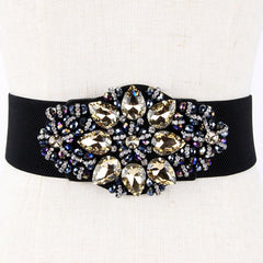 Rhinestone Belt Crystal Buckle Elastic Waistband for Women Girls