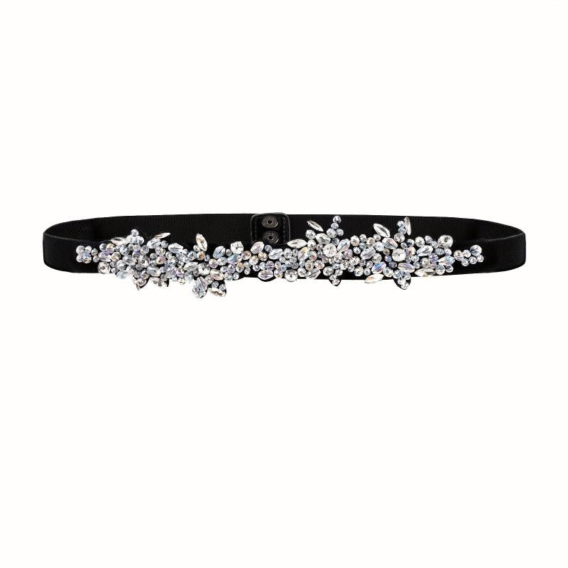 Vintage Crystal Girdle Rhinestone Elastic Belt Waistband for Women