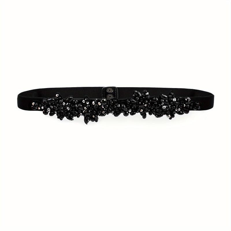 Vintage Crystal Girdle Rhinestone Elastic Belt Waistband for Women