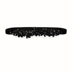 Vintage Crystal Girdle Rhinestone Elastic Belt Waistband for Women