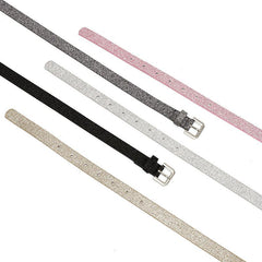 Glitter Fluorescent Waistband Adjustable Square Buckle Belt