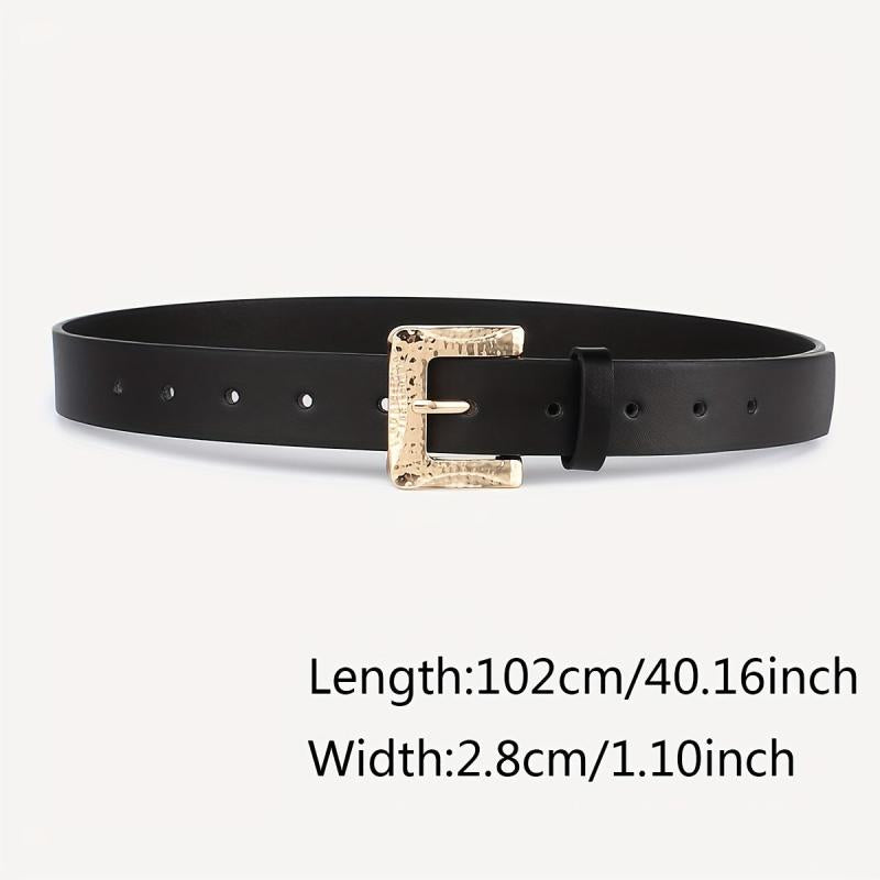 3pcs Golden Square Buckle Belt Solid PU Leather Waist Belt