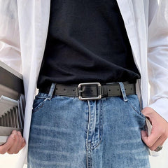 Men's PU Leather Casual Belt Square Pin Buckle Waist Strap Jeans Belt