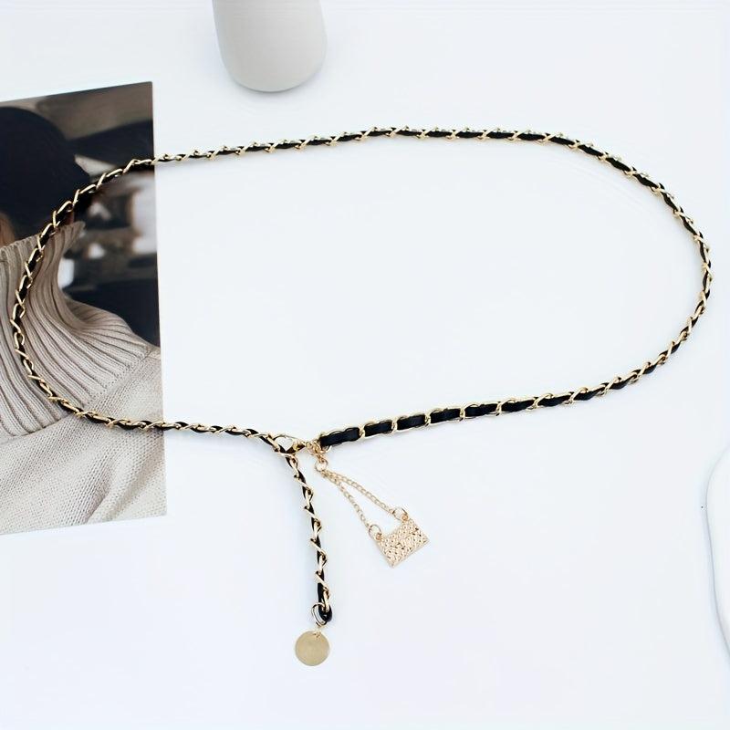 Golden Chain Tassel Waist Belt for Women Dress Girdle