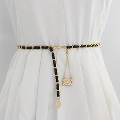 Golden Chain Tassel Waist Belt for Women Dress Girdle