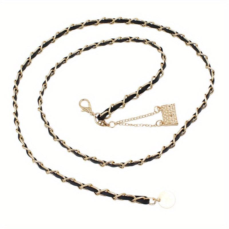 Golden Chain Tassel Waist Belt for Women Dress Girdle