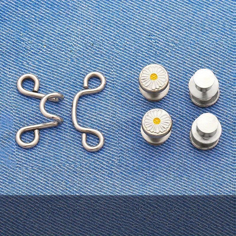 Daisy Metal Button For Pins Jeans Detachable Pant Clip