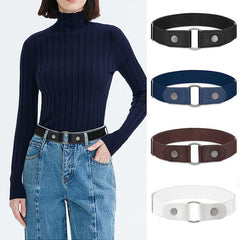 Women's No Buckle Invisible Stretch Belt Adjustable Elastic Buckle