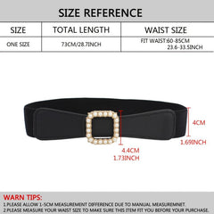 Women's Elastic Belt Square Pearls Buckle Waist Slimming Girdle