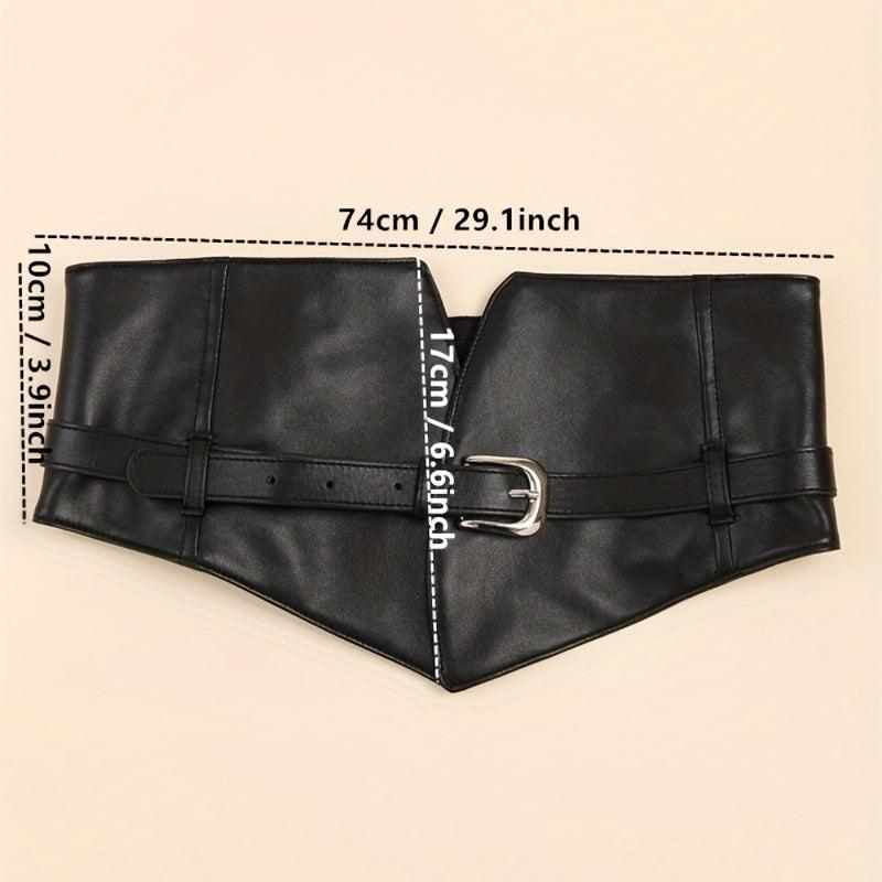 Punk Pin Buckle Wide Belt PU Leather Waistband Vintage Dress Coat Girdle