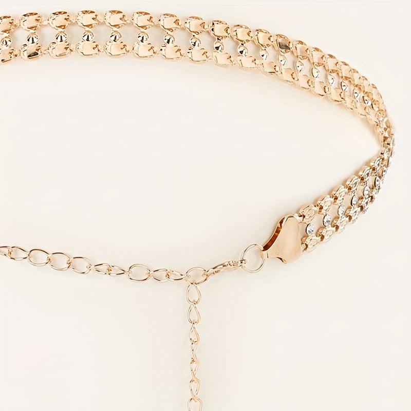Crystal Decor Double Layer Chain Belt Dress Girdle Women Accessories