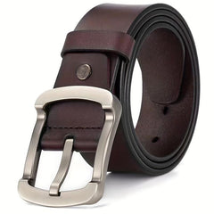 Two story Cowhide Retro Men's Jeans With Antique Leather Casual Tide Belt