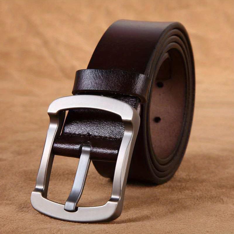Two story Cowhide Retro Men's Jeans With Antique Leather Casual Tide Belt