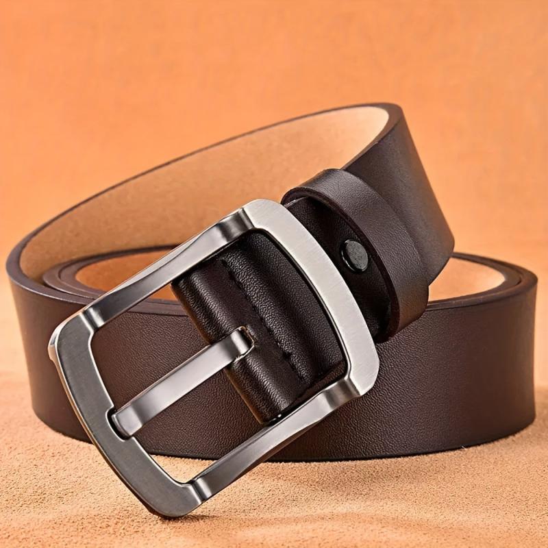 Two story Cowhide Retro Men's Jeans With Antique Leather Casual Tide Belt