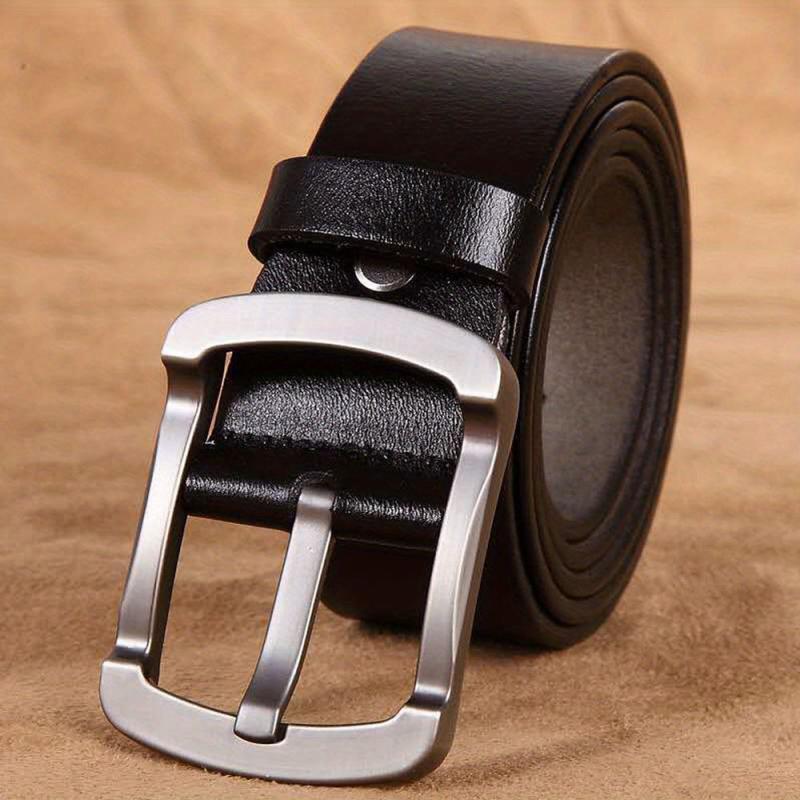 Two story Cowhide Retro Men's Jeans With Antique Leather Casual Tide Belt