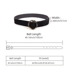 Vintage Velvet Padded Belt with Round Resin Buckle