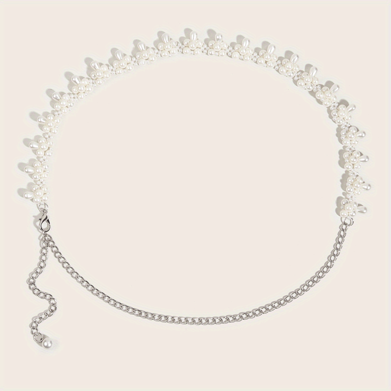 Faux Pearl Waist Chain Belly Chain Decorative Girdle For Women