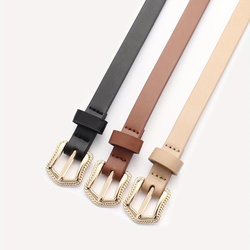 3pcs Golden Arrow Buckle Belt PU Leather Waist Belt for Women