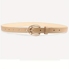 3pcs Hollow Out Oval Buckle Belt PU Leather Waist Belt Casual Jeans Pants Belt