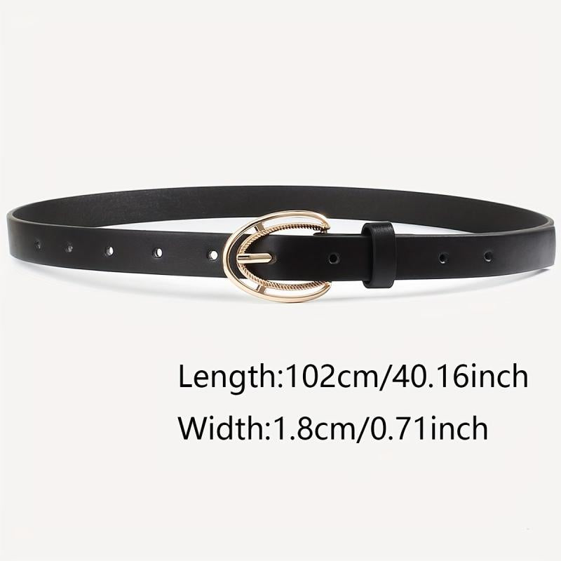 3pcs Hollow Out Oval Buckle Belt PU Leather Waist Belt Casual Jeans Pants Belt