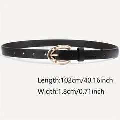 3pcs Hollow Out Oval Buckle Belt PU Leather Waist Belt Casual Jeans Pants Belt