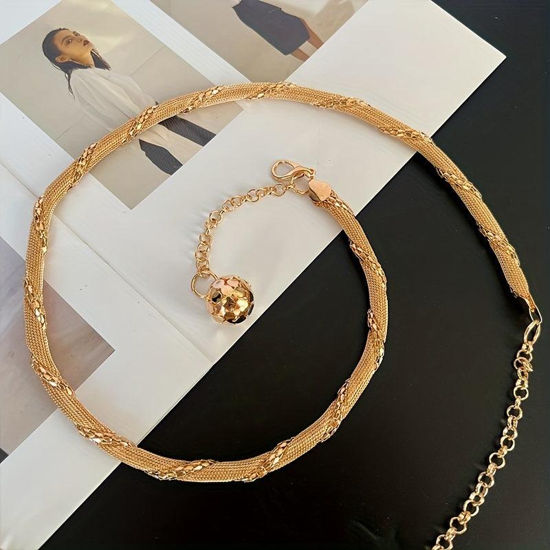 Golden Thin Metal Waist Chain Beads Pendant Dress Girdle