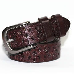 Vintage Metal Buckle Belt Hollow PU Leather Girdle Waistband Belt