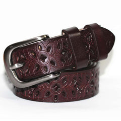 Vintage Metal Buckle Belt Hollow PU Leather Girdle Waistband Belt
