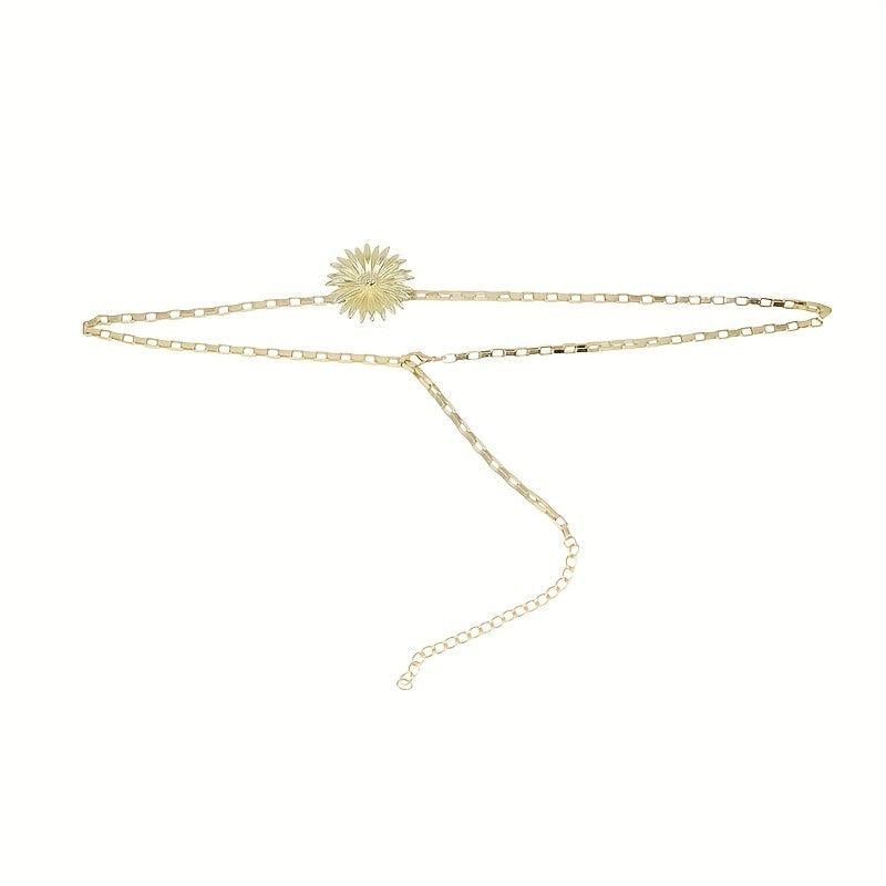 Golden Flower Metal Waist Chain Y2K Belly Chain for Women