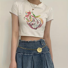 Golden Flower Metal Waist Chain Y2K Belly Chain for Women