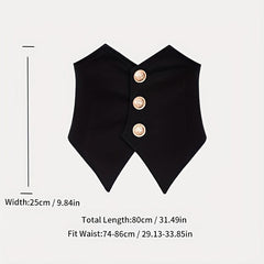 Vintage Style Wide Belt with Three Buttons
