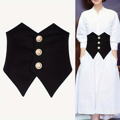 Vintage Style Wide Belt with Three Buttons